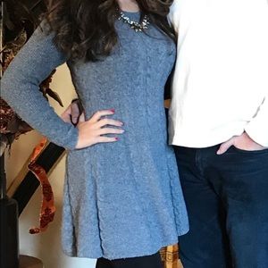 Hollister Gray Cable Knit Long Sleeve Sweater Dress